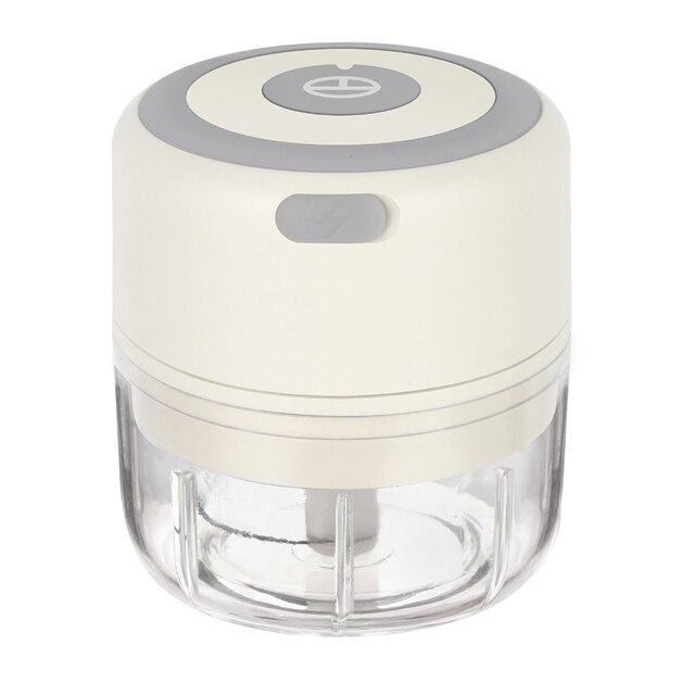 Cordless Portable Electric Mini Garlic Crusher Masher USB Charging Food Onion Chopper Vegetable Cutter Kitchen Accessory Gadgets: White-100ml