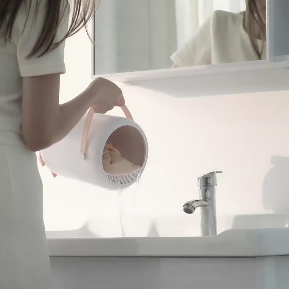 Mini Socks Washing Machine With Capacity of 2.8L 12W Two-Way Wave Wheel Motor Blue Light Antibacterial Lamp Clothes Wash Machine