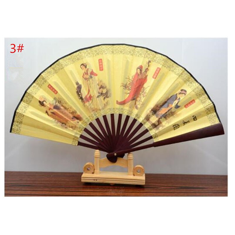 1pc Chinese Style Fan Print Bamboo Ribs Folding Fabric Handmade Hand Fan Home Decoration Crafts QLY9581