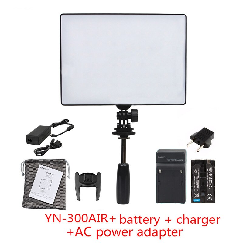 Heißer YongNuo Offiziellen YN300 Air YN-300 Air Pro LED Kamera Video Licht mit Batterie Ladegerät kit fotografie Licht + AC power adapte