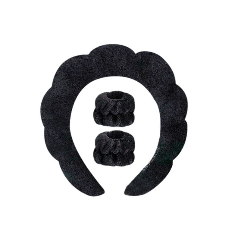 Spa Headband for Washing Face Wristband Set Sponge Makeup Skincare Headband Wrist Towels Bubble Soft Get Ready Hairband for Wome: Red