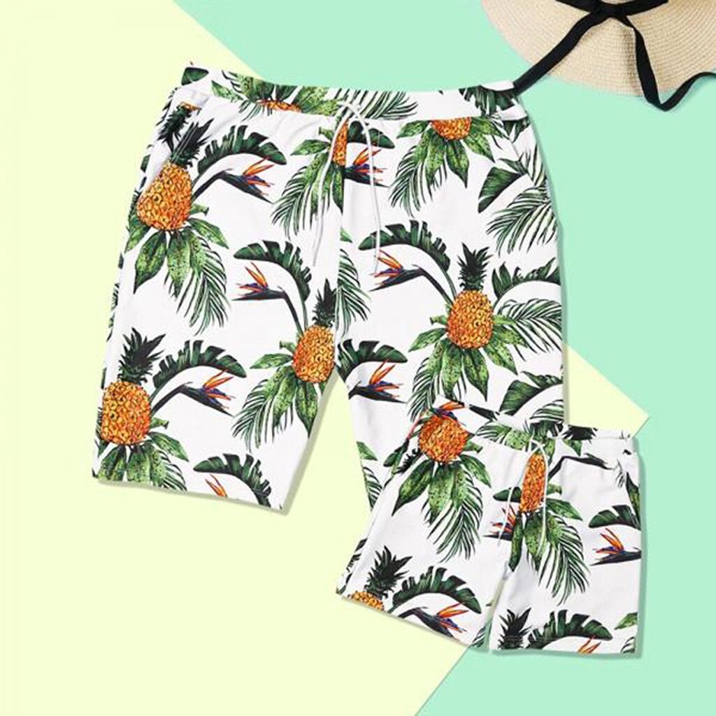 Child boy's parent-child swimwear pineapple print beach pants Bikini Swimwear Swimsuit Beach Shorts Suit Beachwear#G35