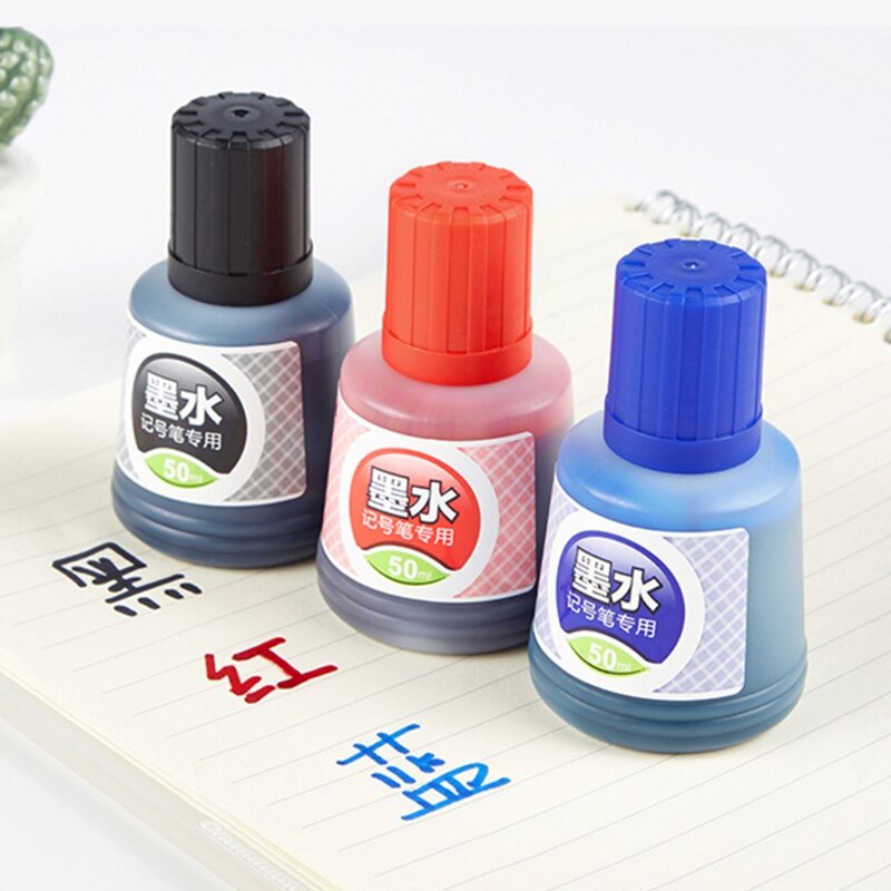 1 Fles 50Ml Refill Inkt Voor Bijvullen Inkt Whiteboard Marker Pen Zwart Rood Blauw 3 Kleuren School Kantoorbenodigdheden