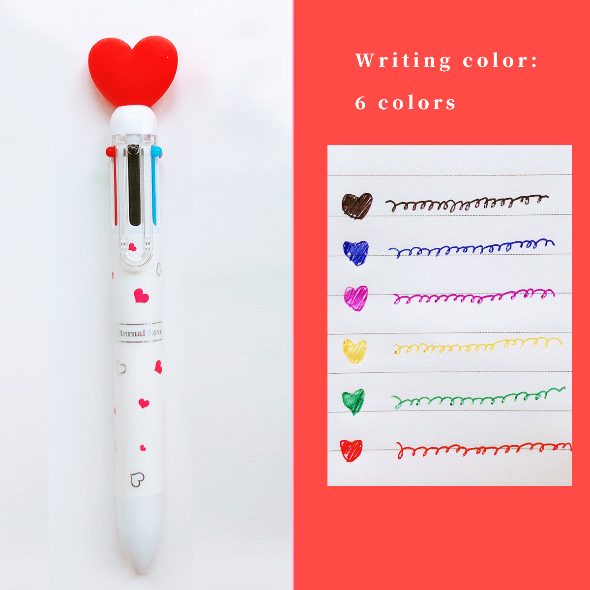 6/10 Colors Ballpoint Pen Cartoon Love 0.5mm Colorful Ink Gel Pens Silicone Kawaii Pens School Office Supplies Korean Stationery: Chocolate