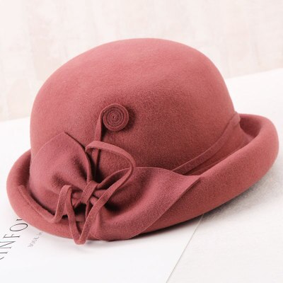 H274 jesień zima kapelusze z wełny kapelusz kobiety eleganckie moda Bowknot retro umywalka czapka panie czystego kolor wijący się kościół czapki imprezowe: Fioletowy