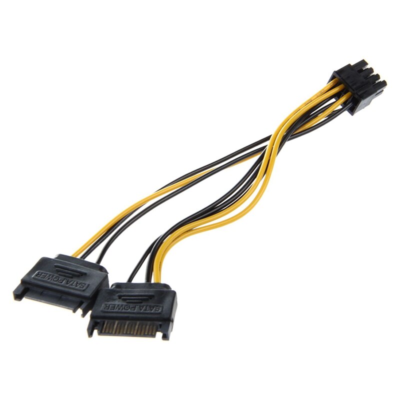 2PCS Dual 15 Pin SATA Male To PCIE 8Pin(6+2) Male Video Card Power Cable With 4-Pin To SATA Power 15-Pin Connector Cable