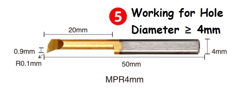Mpr fuld størrelse 1 1.5 2 3 4 5 6 mm drejebænkemaskine brug hårdmetalborestang: Mpr 4 r0.1 l20