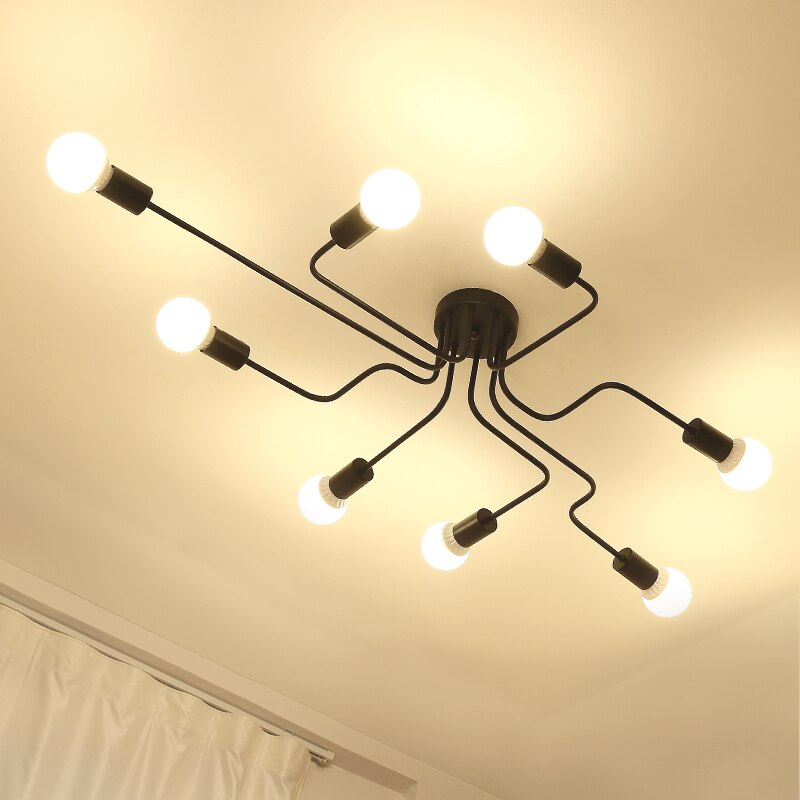 Meerdere Staaf Smeedijzeren Plafond Verlichting Nordic Vintage Industriële Loft Plafond Lampen Voor Thuis Verlichtingsarmaturen