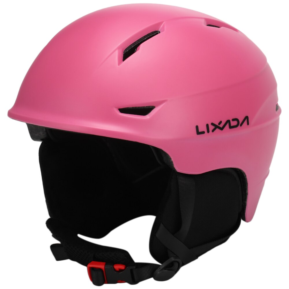 Lixada snowboard hjelm aftagelig ørebeskyttelses sikkerhed sikkerhed hjelm beskyttelsesbriller fast rem skiløb sne sport hjelm til voksne børn: Lyserød