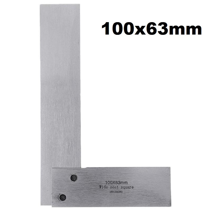 90 grad 3 Größe Kohlenstoff Stahl Winkel Ecke Quadrat Herrscher Breite Basis-Sauerei Werkzeuge Silber hoch-Präzision Winkelmesser: 100x63mm