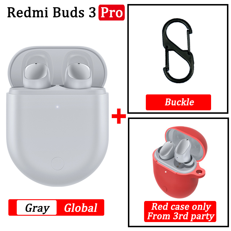 Xiaomi Redmi Buds 3 Pro TWS auricolare Bluetooth Redmi Airdots 3 Pro auricolare Wireless ANC IPX4 per K40 Note 10 Pro: GREY GL red case