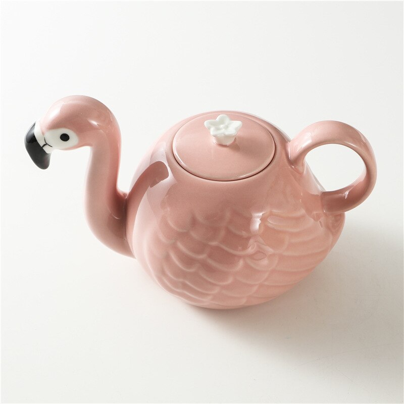 Exquisite 3D Flamingos Coffeware Sets,Super Beauty Coffee Mug Cup Teapot Girl Birthday ,coffee pot tea set Christmas: Pot