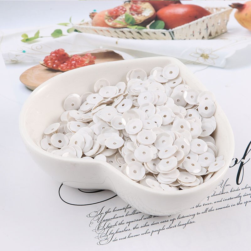 720Pcs 6Mm Cup Pailletten Pvc Effen Kleur Naaien Pailetten Diy Craft Scrapbook Bruiloft Decoratie Stof Halloween Party Verfraaien: Solid oli white
