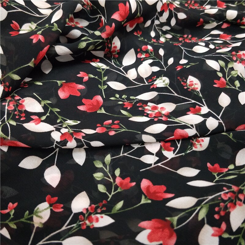 Tela de gasa de poliéster, tela estampada sencilla, a la , para vestido y camisa