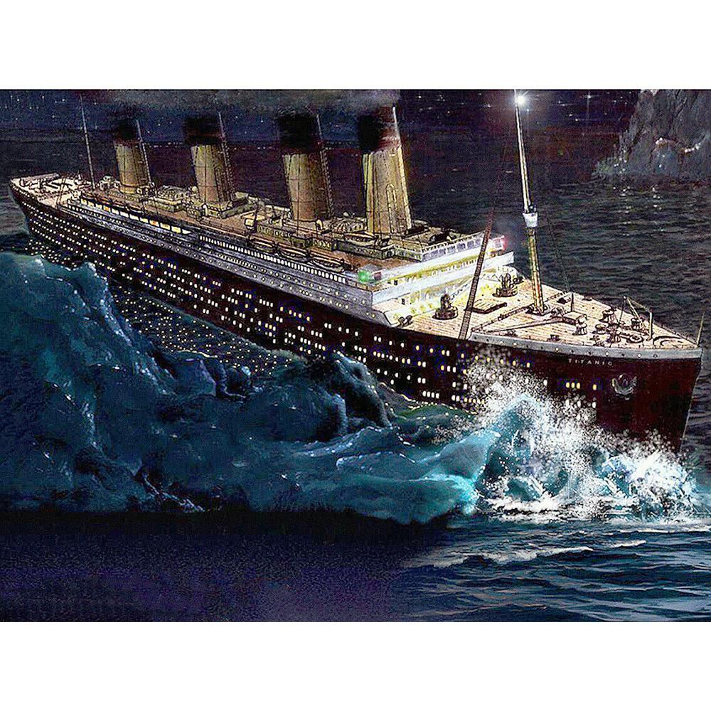 LZAIQIZG-pintura de diamante 5D DIY "Titanic", mosaico de diamantes de imitación cuadrados, decoración del hogar