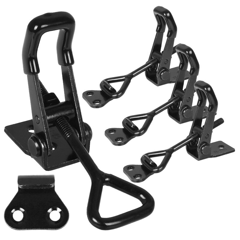 6Pcs Adjustable Toggle Clamp 550 Lbs Holding Capacity Toggle Latch Hasp Clamp GH-4002 Lockable Quick Release Pull Latch Retail: Default Title