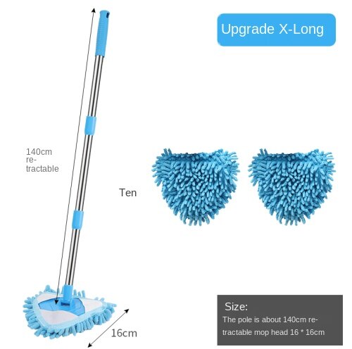 Triangle Dust Removal Small Mop Household Lightweight Mop Universal Ceiling Artifact Retractable No Dead Angle Mini Lazy: Orange