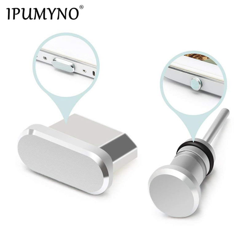 IPUMYNO Metal Micro USB Charging Port + Earphone Port Dust Plug for Android Phone 3.5mm Jack Headset Stopper Retrieve Card Pin