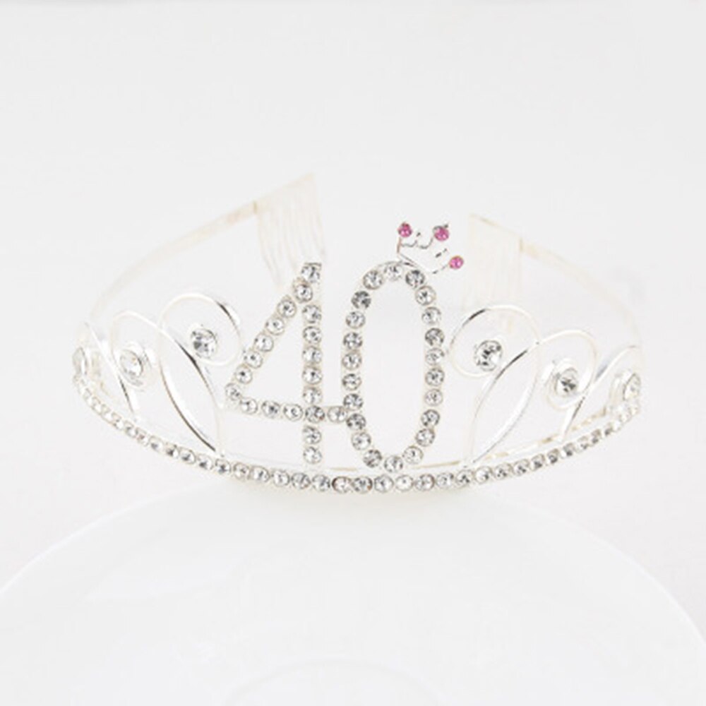16 18 21th Verjaardag Prinses Tiara Kroon Hoofdband Bruids Haar Band Haar Accessoires Hoofdtooi Bruiloft Voor Vrouwen Anniversary 30: Silver-40