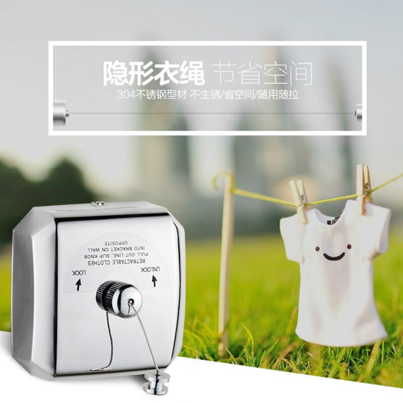 Antiskid Clothesline Simple Clothesline 304 Stainless Steel Retractable Wire Clothesline