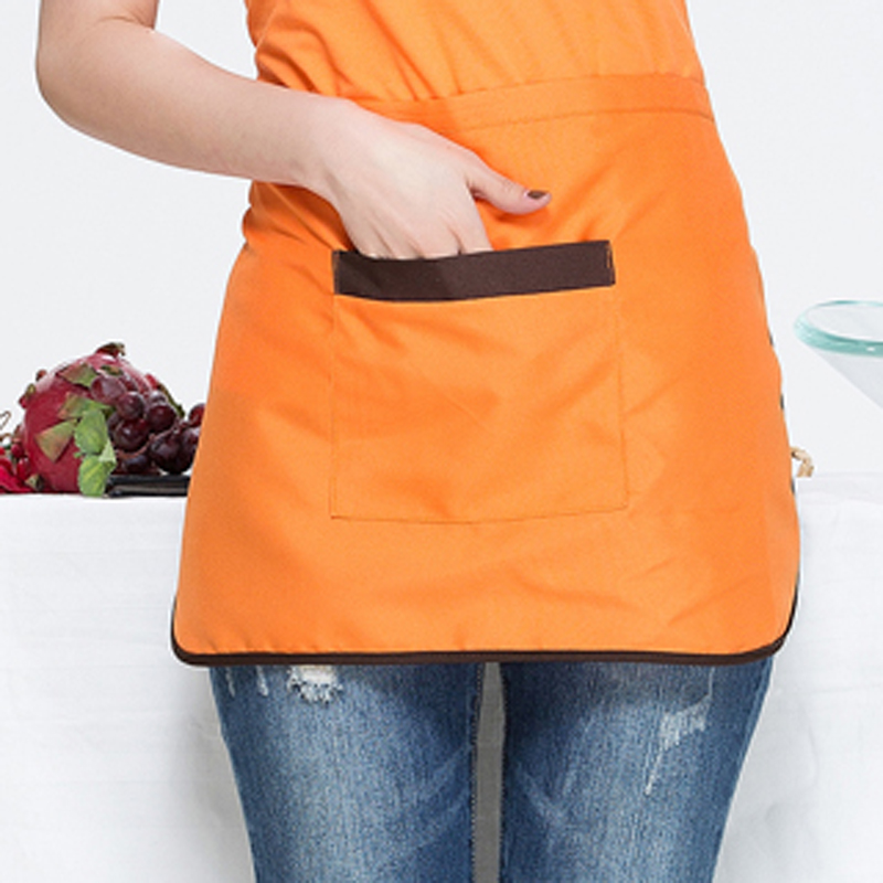 Unisex One-Size Home Kitchen Cooking Chef Schorten Cafe Restaurant Ober Schoonheidssalon Werkkleding Korte Schorten met Grote pocket: Orange