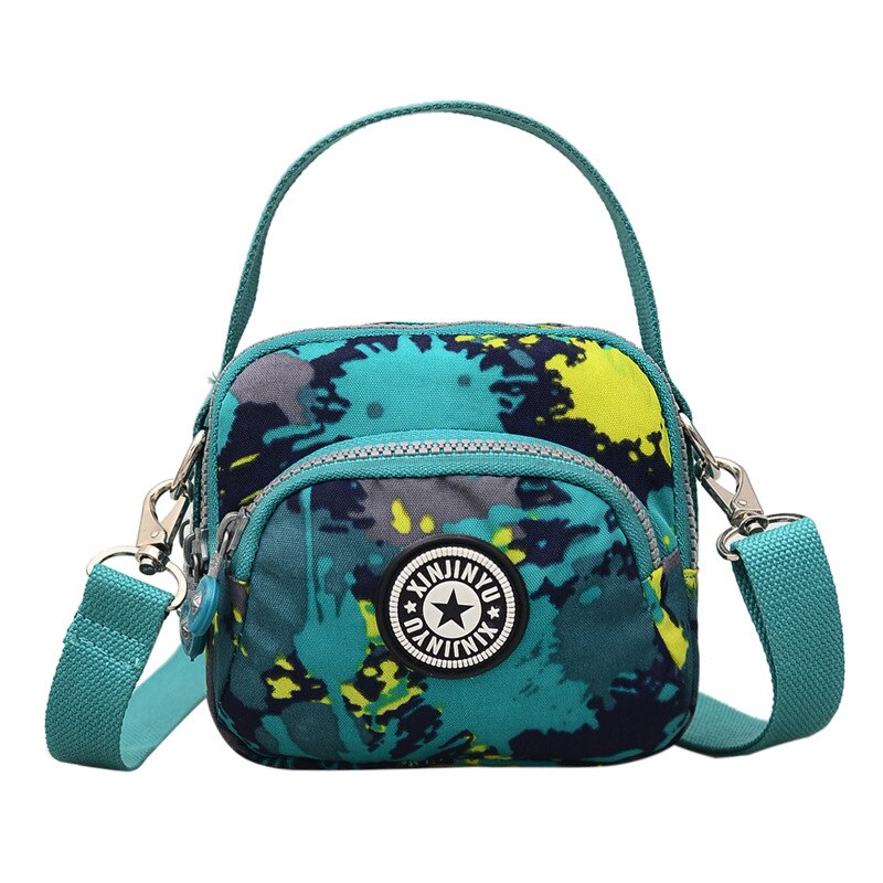 Bolso bandolera Floral con flores para mujer, Bolso pequeño Vintage de lona para chicas, bolso cruzado de nailon, bolsos de hombro: green yellow