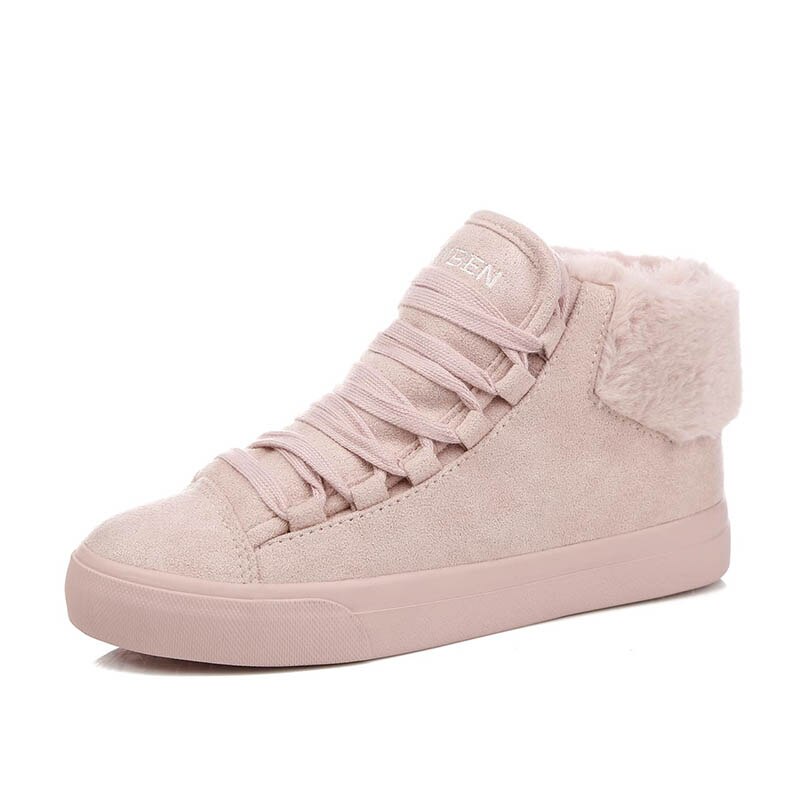 Botas de felpa cálidas para mujer, zapatos informales con plumas de ante para exterior, botas de nieve duraderas para mujer, calzado para mujer