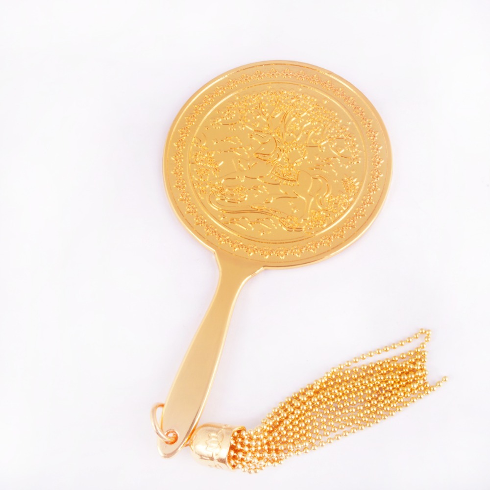 Feng shui vintage 3/8 ho tu speil med seiershest gammelt speil sku : w1008