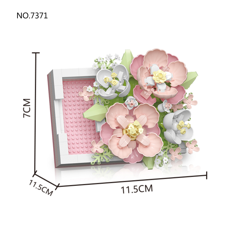 Creativo fiore artificiale cornice blocchi di costruzione fiori di plastica mattoni ornamento artistico fai da te regali di San Valentino: M. / BIANCO