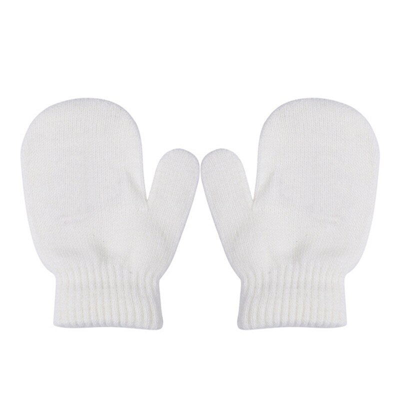 Unisex Kinderen Peuter Meisjes Wanten Handschoenen Jongens Meisjes Winter Warme Kids Handschoenen Effen Kleur: WHITE