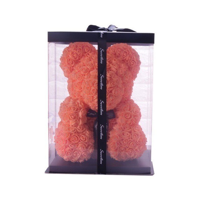 Christmas gift25cm Teddy Rose Flower niedźwiedź pudełko ślubne dekoracje świąteczne walentynki dając dziewczynie truciznę: 25cm orangeBear  box