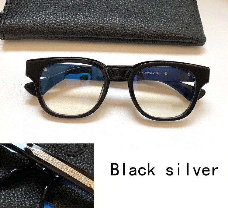Cody Sanderson Acetate Sheet Glasses Cool Punk Style Prescription Frame: Black silver