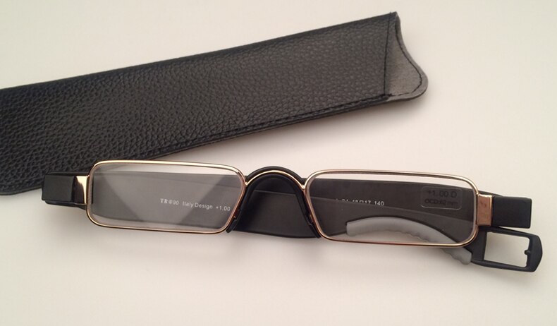 Pod lunettes de lecture TR90 résine lentille hommes femmes acier inoxydable lecture eye ward 360 Flex + 1.0 ~ + 3.5 boîtier d'alimentation inclus 6112: +100 / BLACK