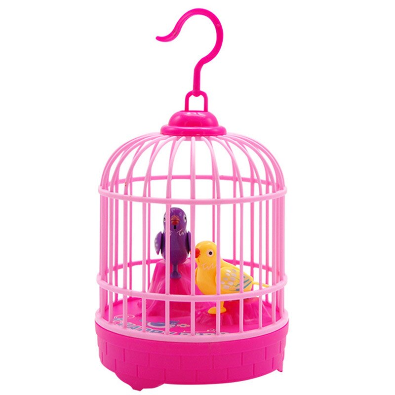 Mini Induction Sound Control Bird Cage Electric Birds Children Toy BM88: Red
