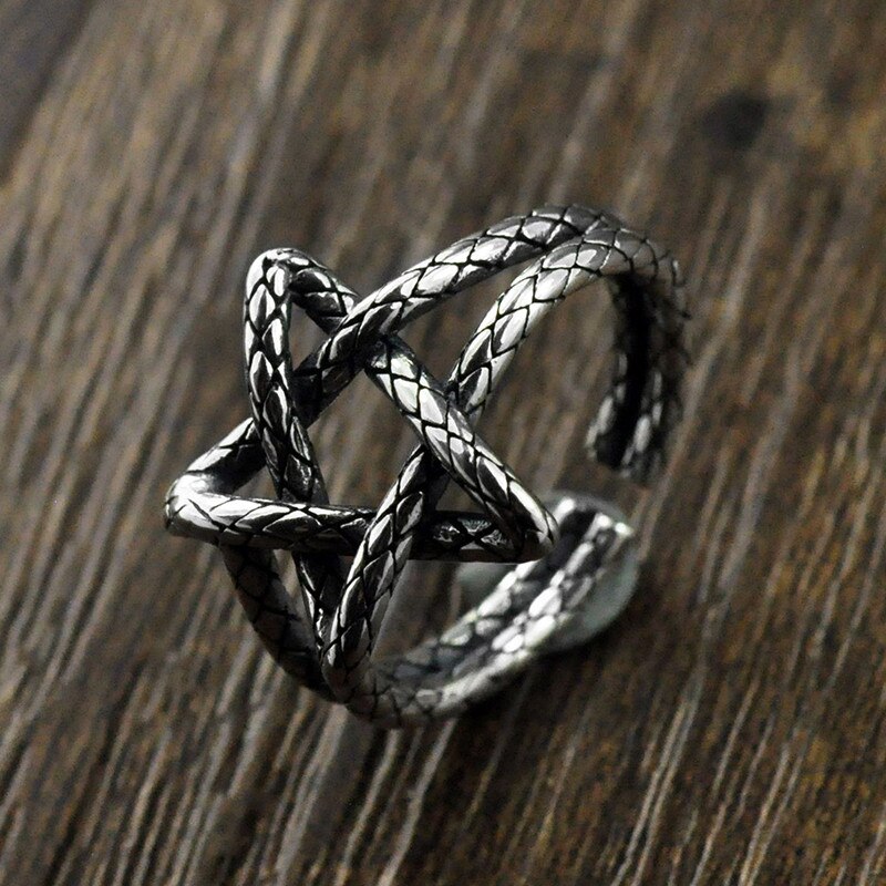 V. YA Vintage Thai argent étoile anneaux réglables pour les femmes personnalité Punk 925 bagues en argent Sterling