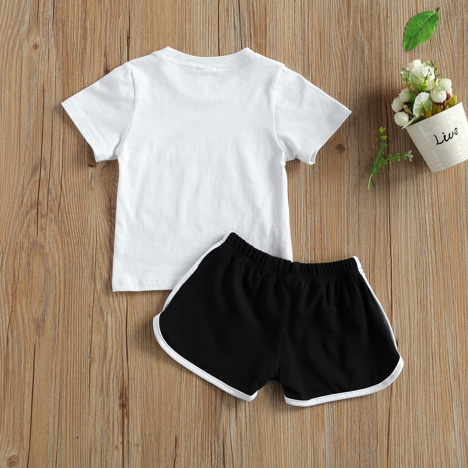Peuter Kids Jongen 2 Stuk Outfit Set Zomer Korte Mouw Letter Print Tops En Shorts Set Kleding