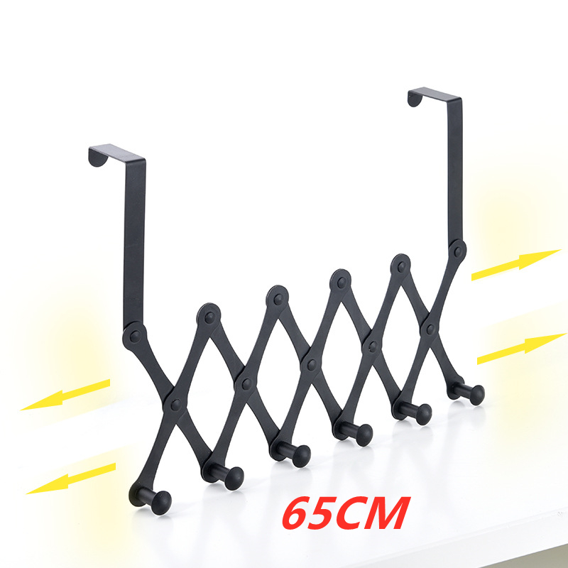 Gancho plegable de acero inoxidable para colgar en la puerta, colgador para sombreros, bolsas, corbata, bufanda, llave, 1 ud.: black           65CM