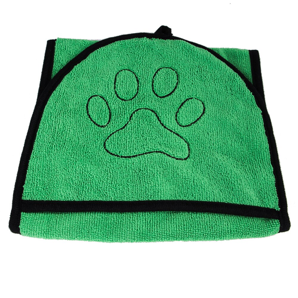 Toallas de baño de microfibra superabsorbentes para perro, manta de secado para mascotas con bolsillo, Toalla de baño para perros pequeños, medianos y grandes: Verde