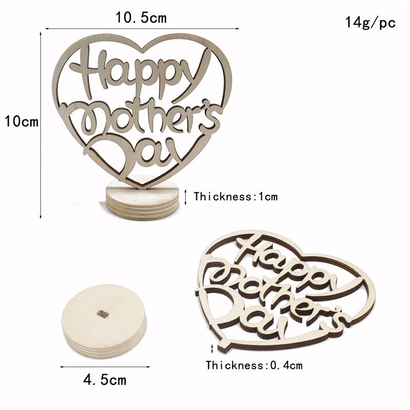 4 # De Brief Ornament Moederdag Houten Hartvormige Hollow Ornament Woodblock Craft Home Decor accessoires