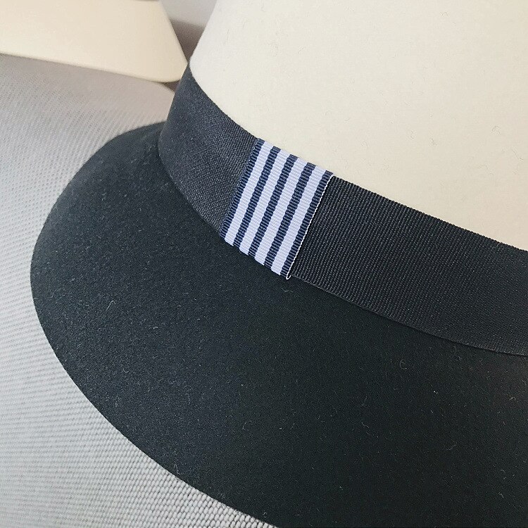 Wool Felt Black White Splicing Ladies Floppy Hats Winter Bucket Women Fedora Hat Church Derby Party Bucket Jazz Hat
