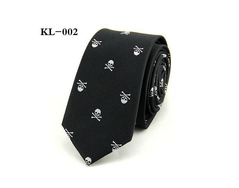 Corbata de Halloween de 6CM para hombre, corbatas estrechas de poliéster con calavera para bicicleta, corbatas azules marino informales, traje de , accesorios de Cuello de camisa: Negro