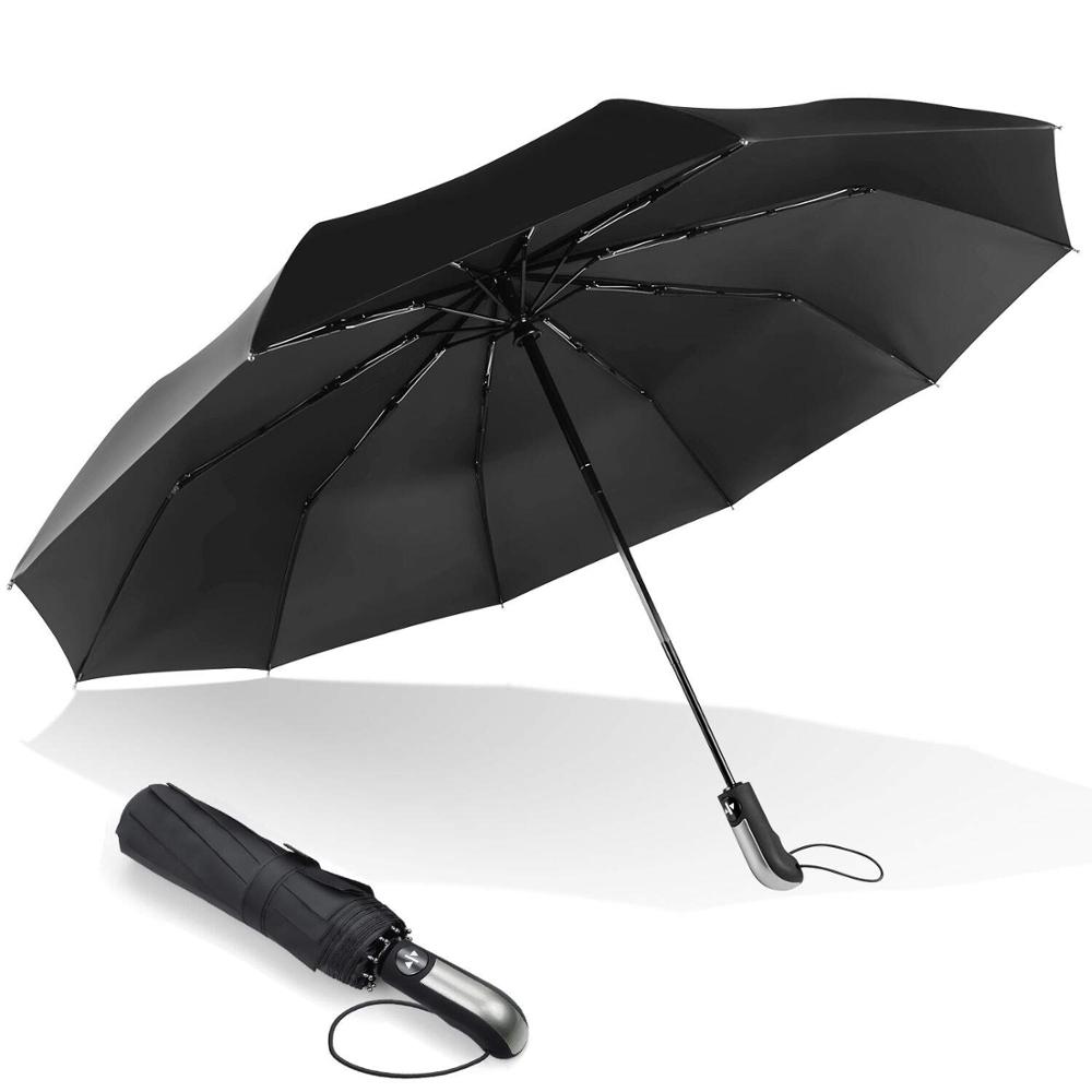 Wind Slip Drie Opvouwbare Automatische Paraplu Regen Vrouwen Auto Luxe Grote Winddicht Paraplu Mannen Frame Winddicht 10 K Parasol