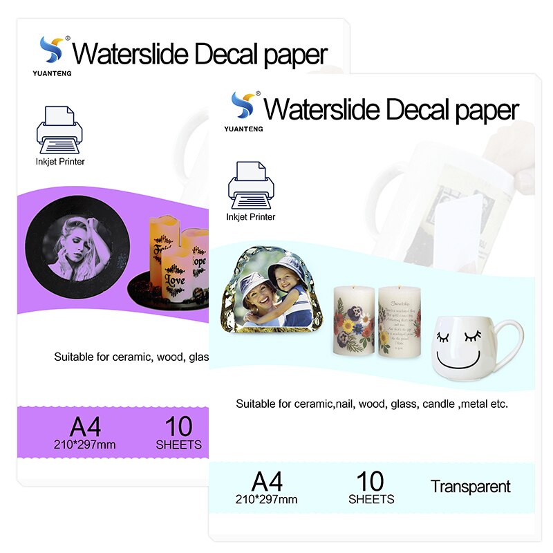 (40 Uds = 30 transparente + 10 blanco) Papel para calcomanías de inyección de tinta tamaño A4 papel de transferencia de impresión papel para calcomanías de agua para tazas: Default Title