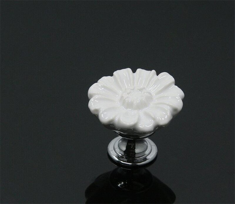 10 stk fargerike keramiske blomsterskap knotter dørtrekk håndtak skap skuff garderobe møbel håndtak knotter: D