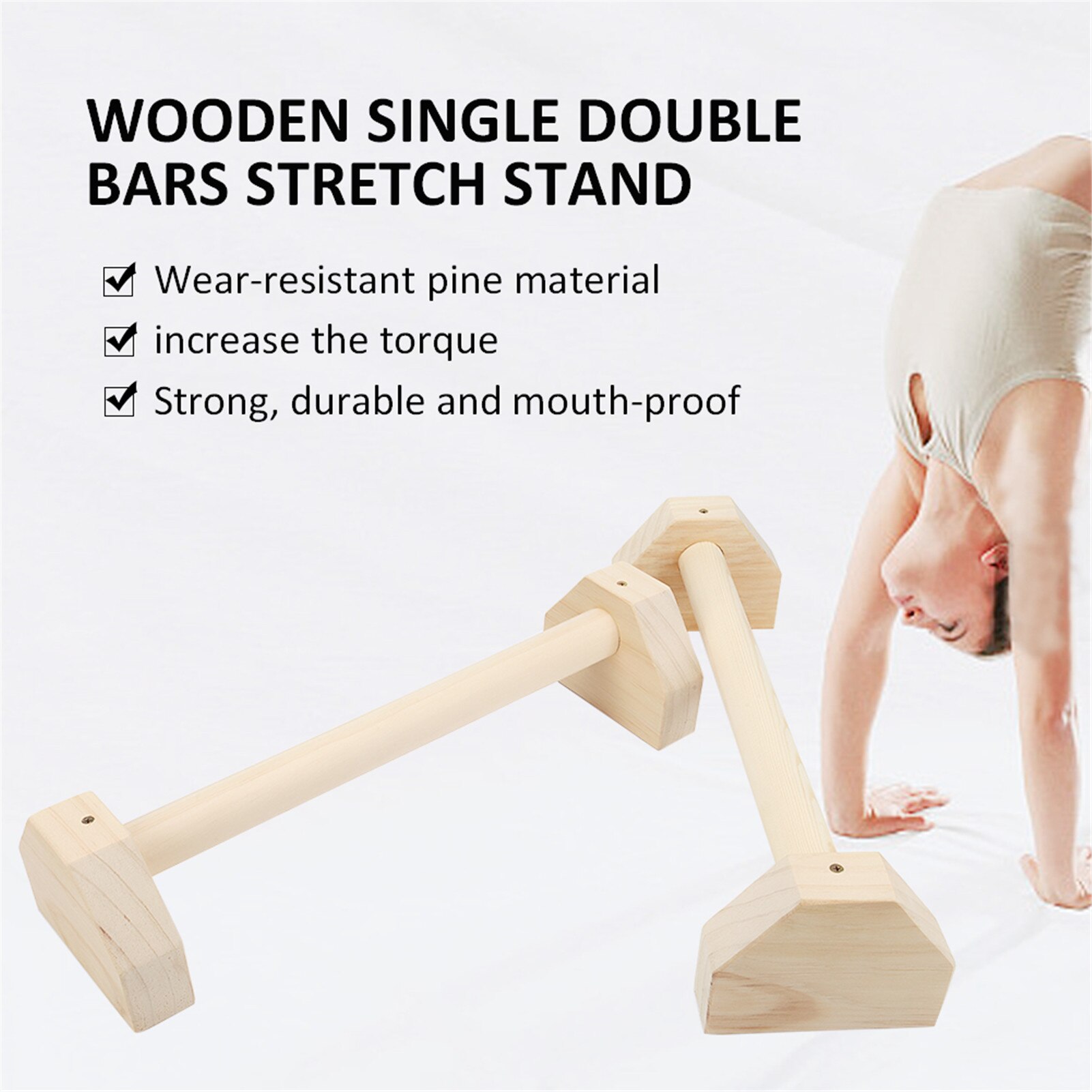 1 Pair Parallettes Gymnastics Calisthenics Handstand Bar Wooden Fitness Exercise Tools Training Gear Push-Ups Double Rod Stand