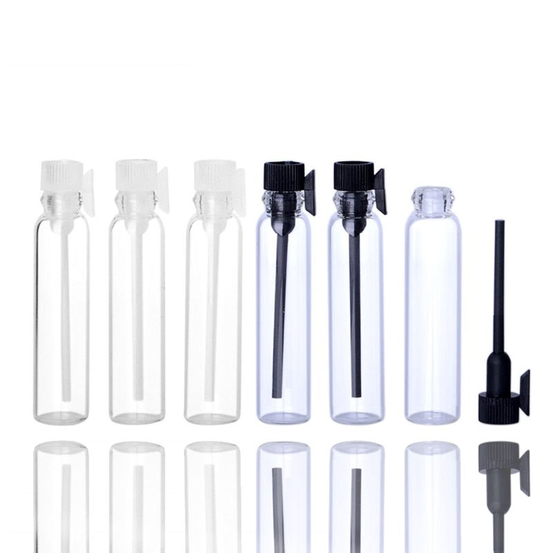 Mini viales de muestra de Perfume de cristal, 5 uds., botella vacía de aceite esencial de 1ml 2ml, botellas de prueba de tubo de prueba de fragancia líquida de laboratorio