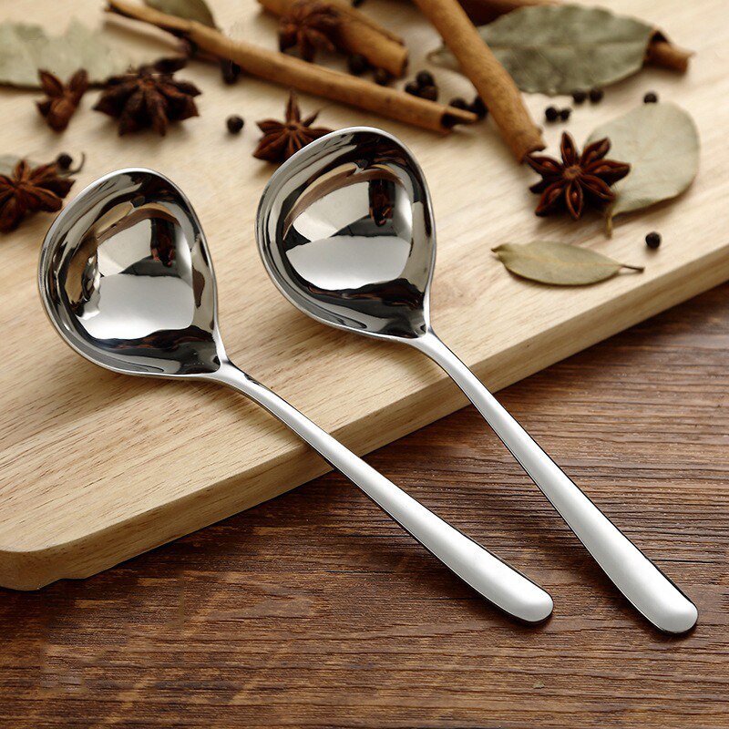 Chinese Soep Lepel Roestvrij Staal Verdikking Met Lange Handvat Lepel Voor Soep Keuken Diner Lepels Spiegel Gepolijst Servies
