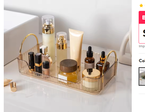Premium Cosmetic Organizer for Bathroom Minimalist Countertop Shelf Fashionable Storage: Orange