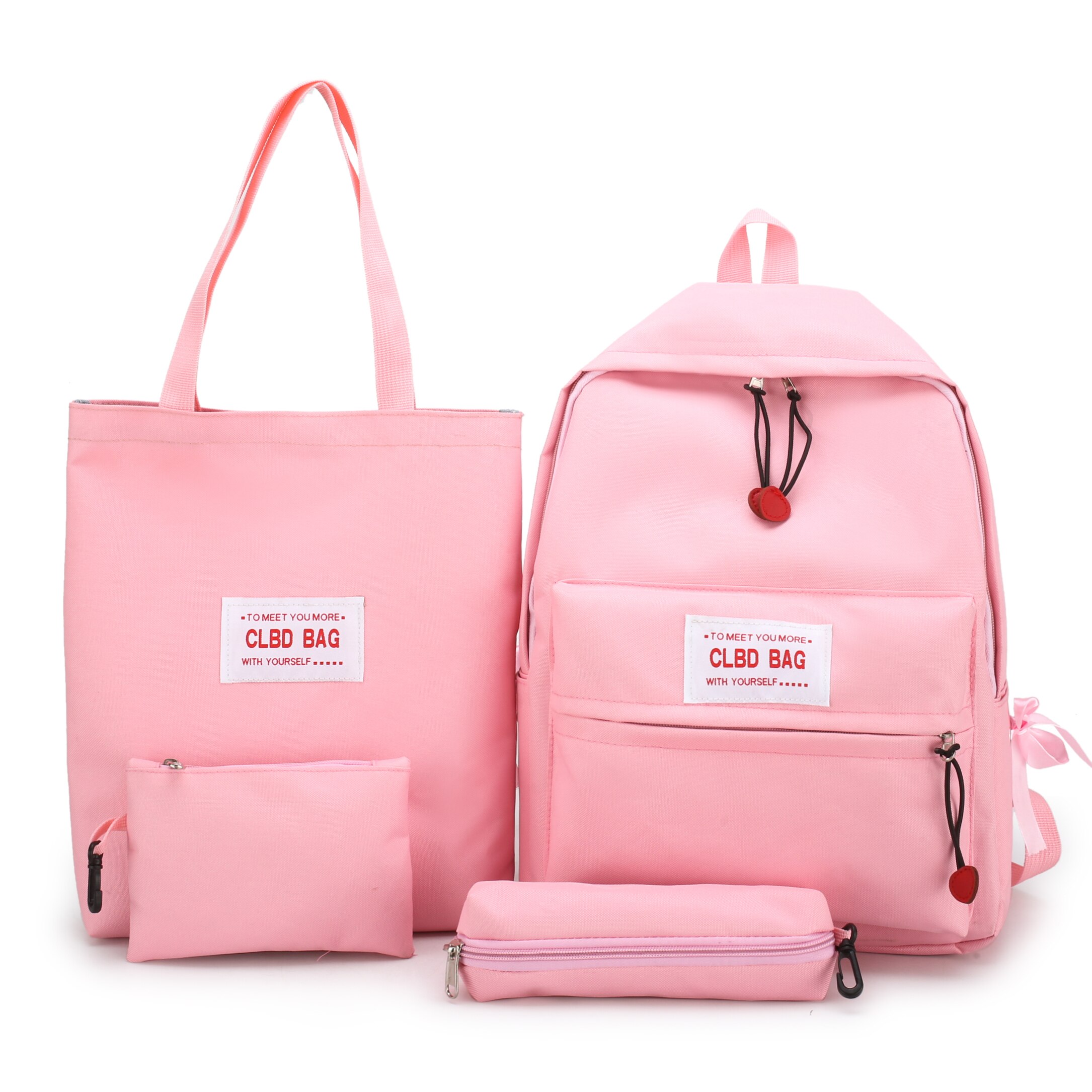 Nylon Vrouwen School Rugzakken 4 stks/set Schooltas Voor Tieners Meisjes Student Boek Tas Satchel Tassen Rugzakken Sac A Dos: Pink