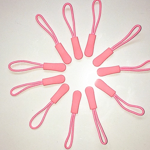 10pcs rose Zipper Pulls Strong Nylon Cord Non-slip with Rubber Gripper Pull To Fit Any Zipper Materials Fixer Drawstring head
